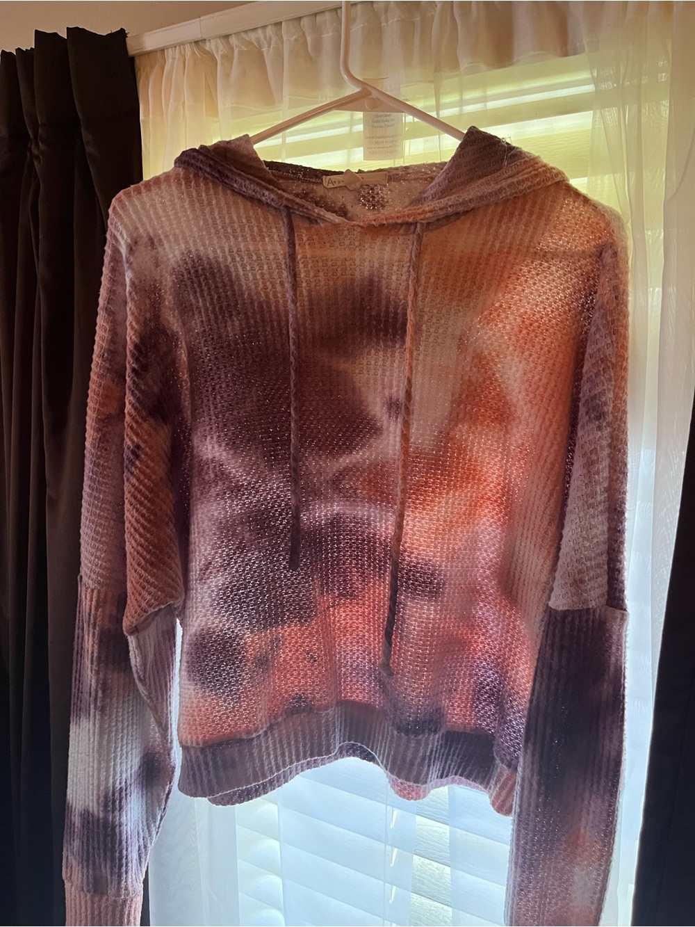 Tie-Dye Waffle Hoodie Pullover - Pink & Purple